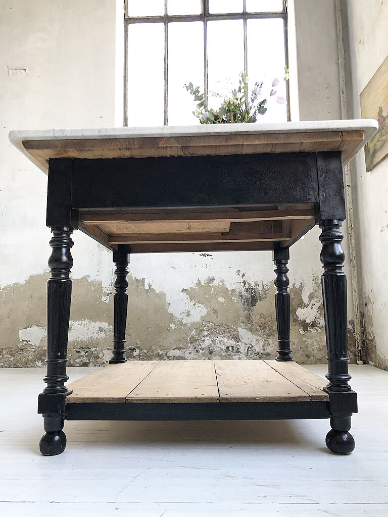 Butcher's table work central island marble