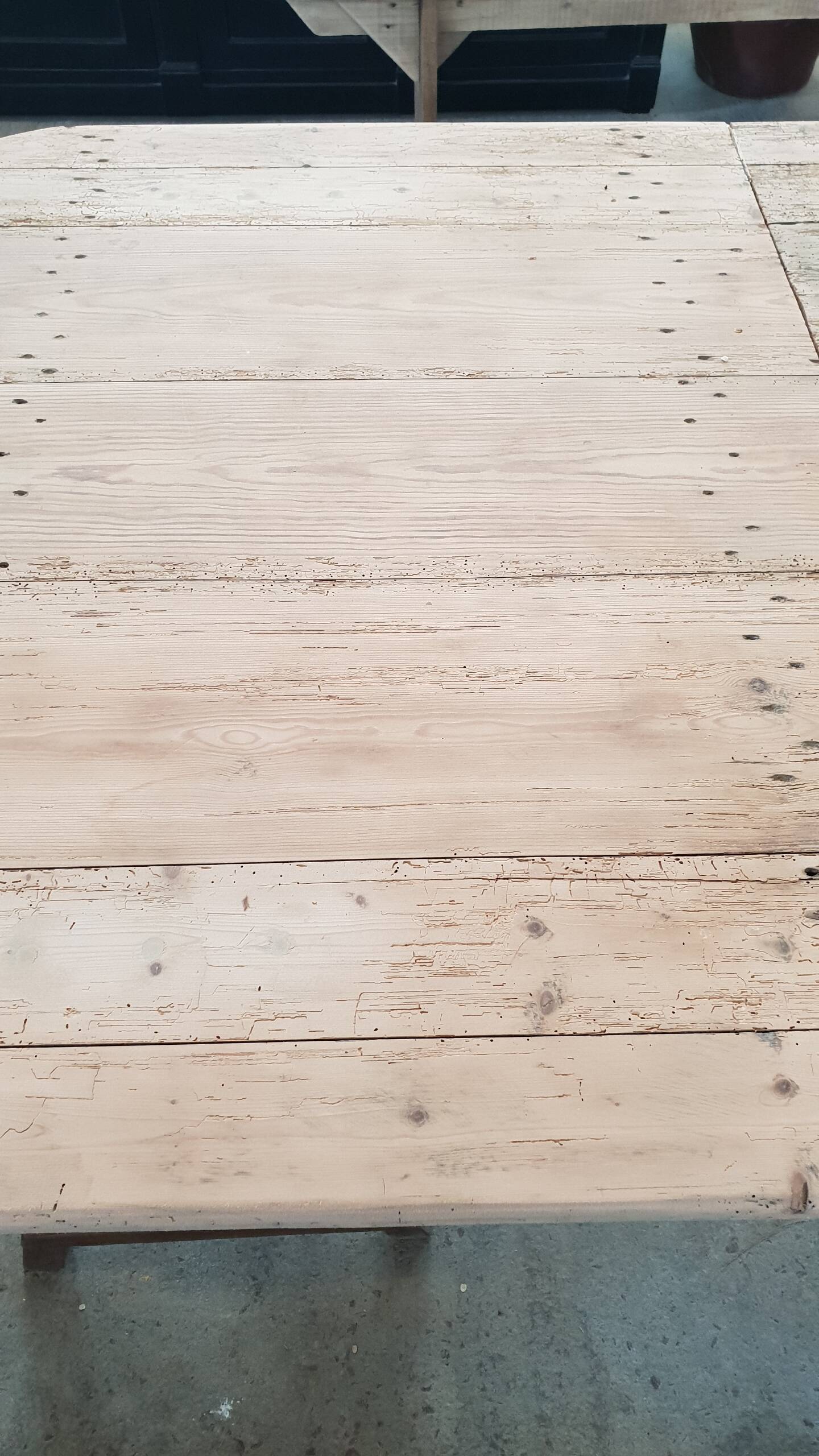 Old table on trestles