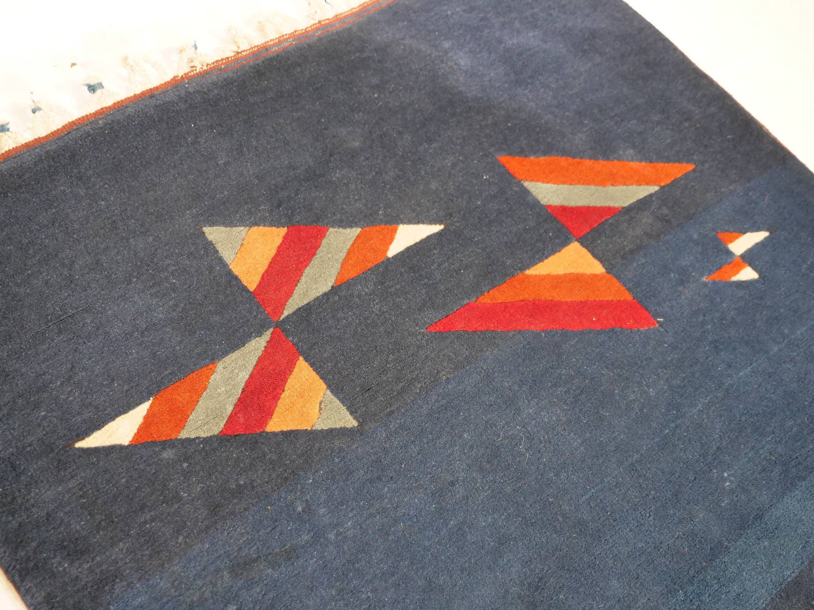Postmodern Hand-Knotted Wool Rug from Nepal, 1980s Vintage