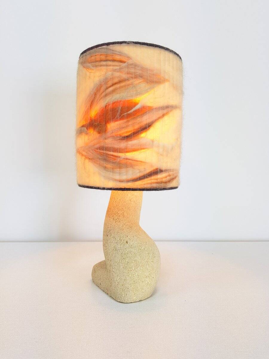 Arts & Crafts Style Brutalist Natural Stone Table Lamp, 1970s