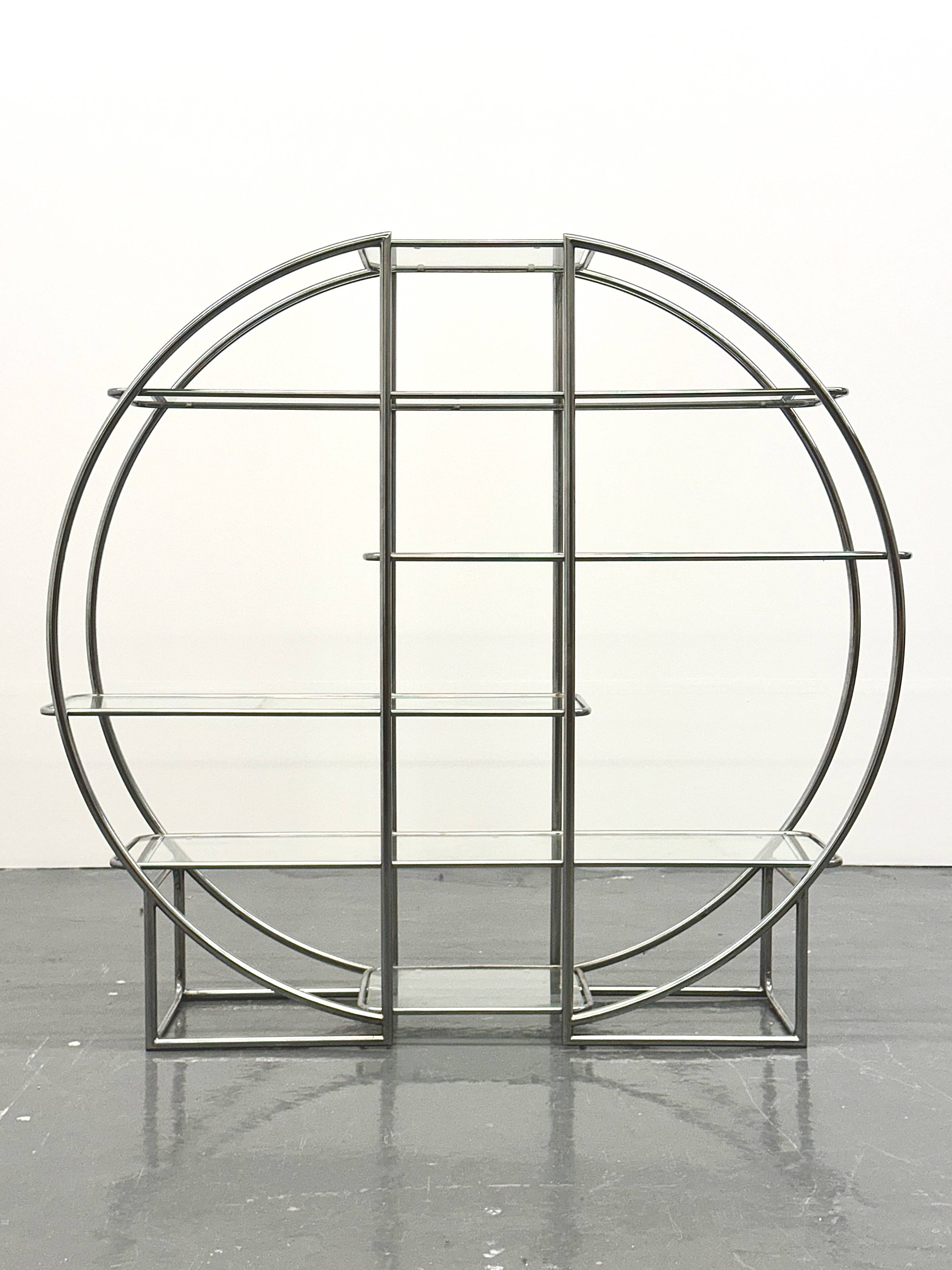 Bauhaus ronde en tubulaire chromé et verre