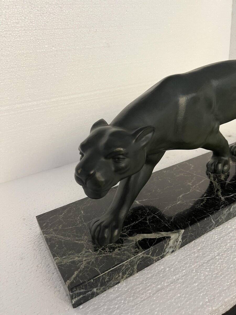 Secondo, Art Deco Panther, 1930, Bronze with Marble Base