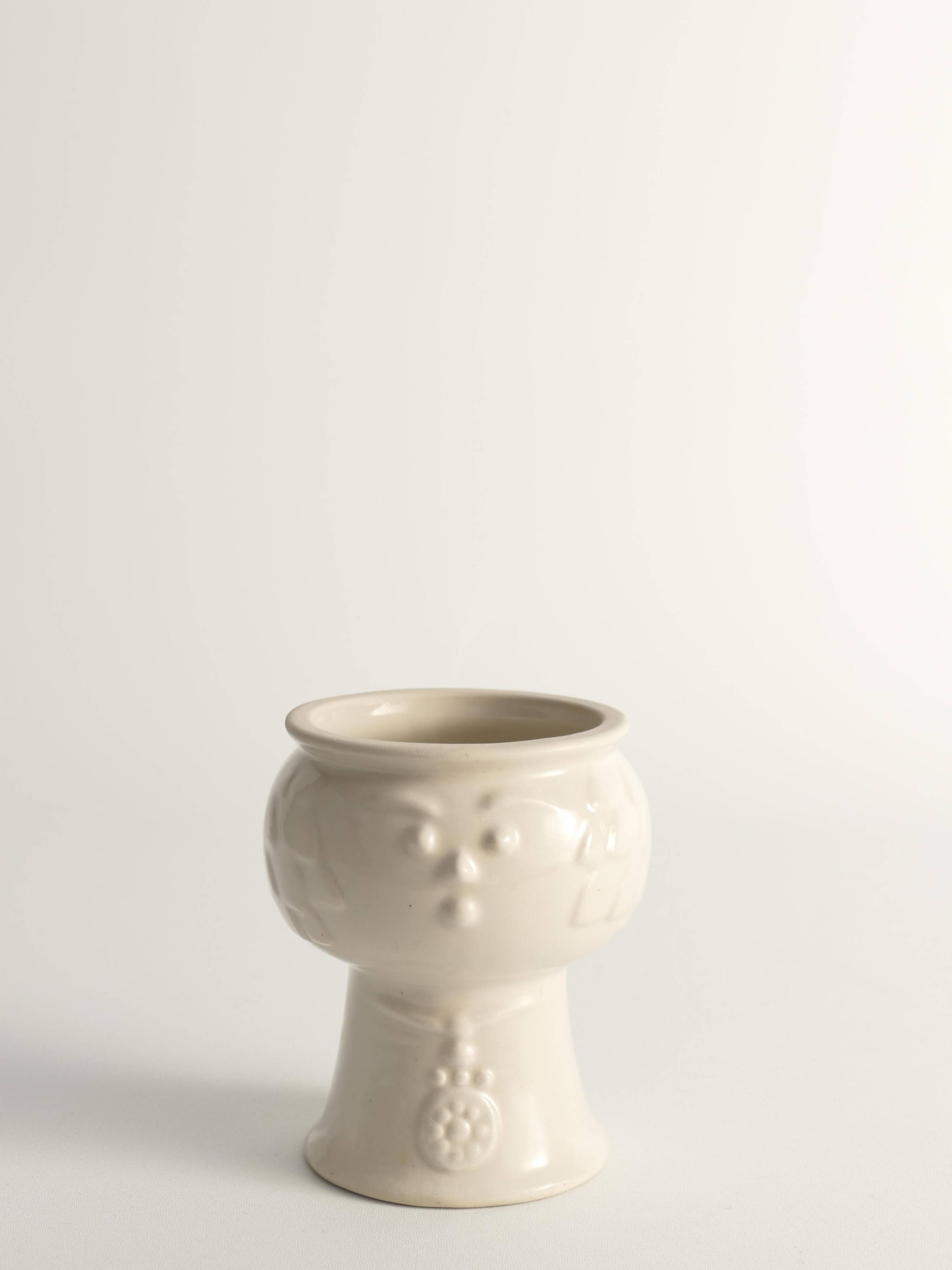 Scandinavian Modern White Porcelaine Face Vase by  Ancher Iversen, aida, Denmark