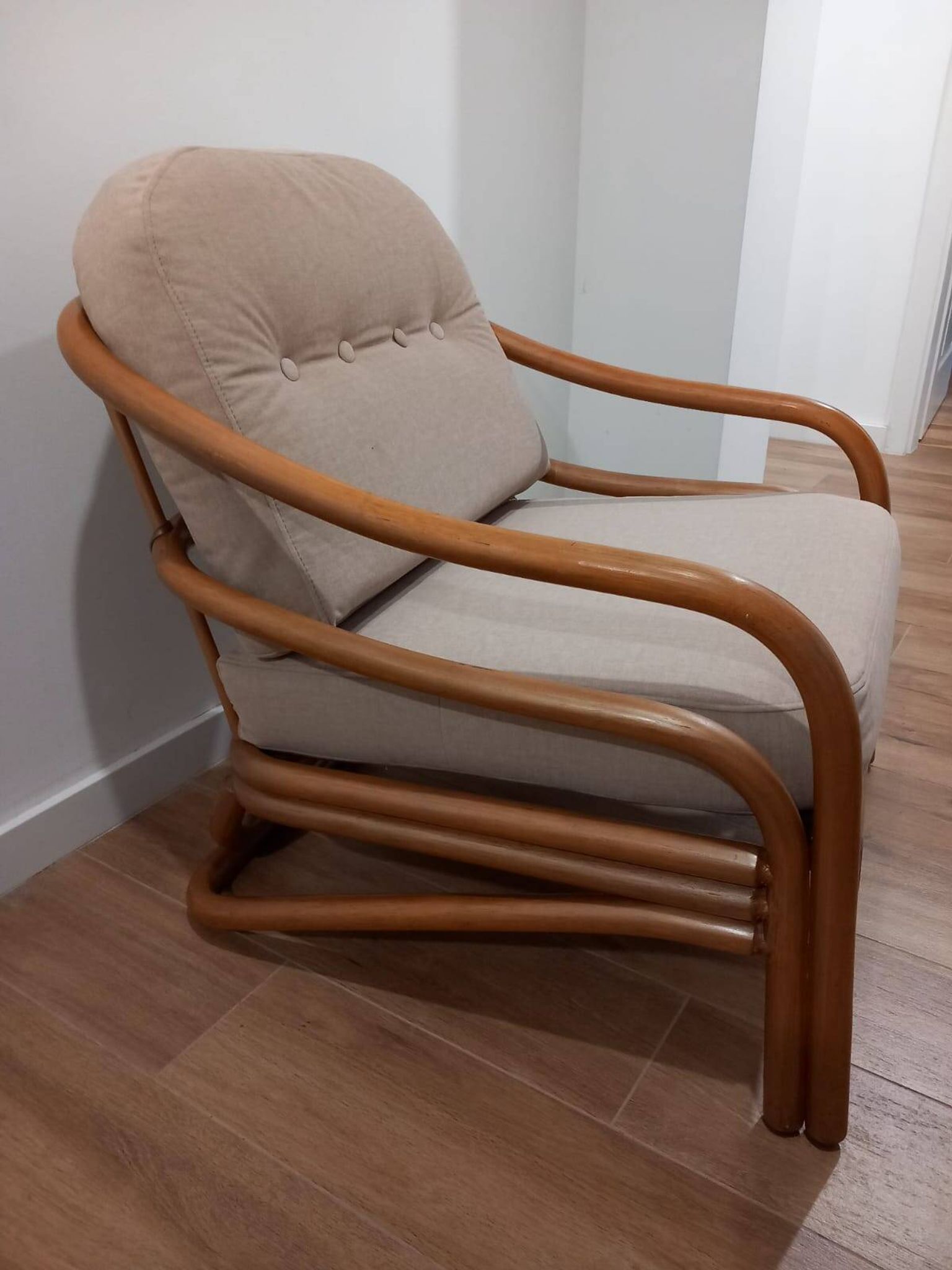 Two rattan armchairs from the 1970s, Scandinavia