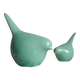 Set of 2 stylized glazed ceramic birds