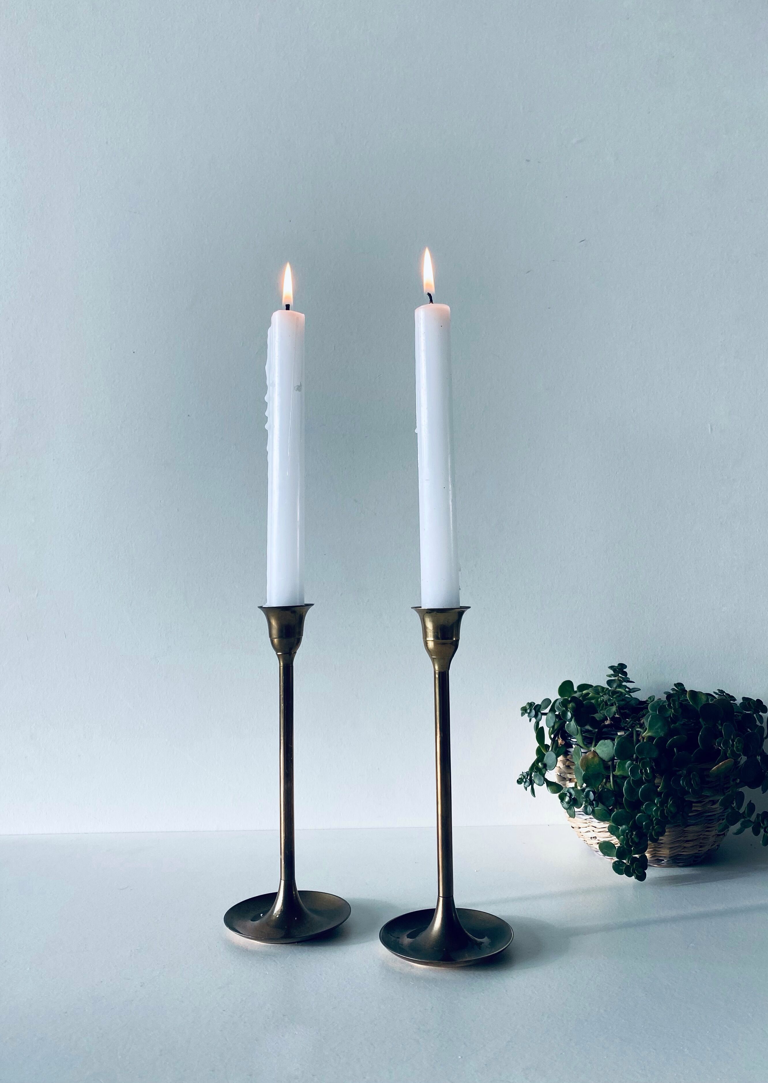 Pair of brass candle holders