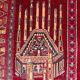 Vintage Afghan hand-knotted prayer rug with Islamic patterns.
