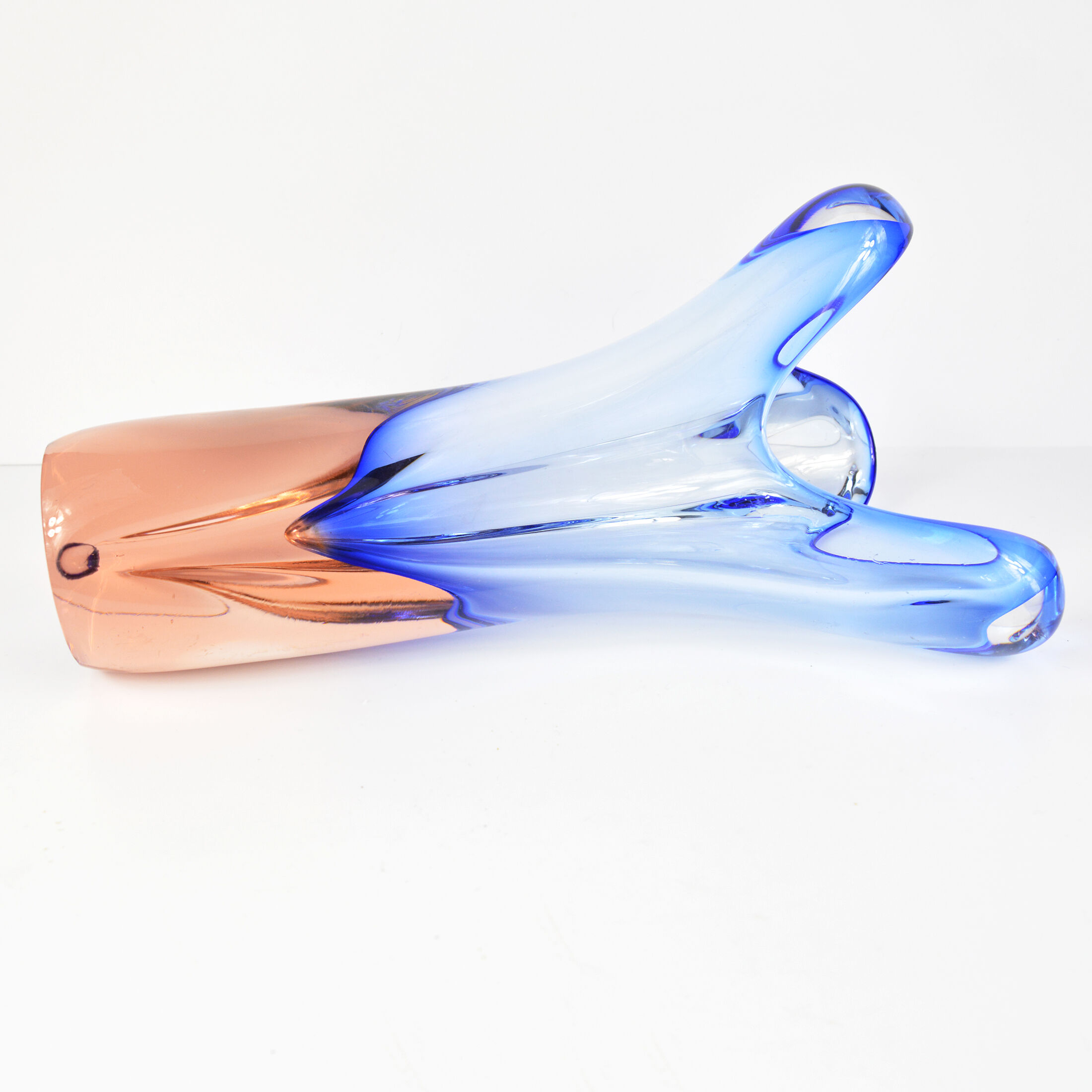 1960s organic modern vase, designed by J. Hospodka, Chribska Sklarna, Czechoslovakia