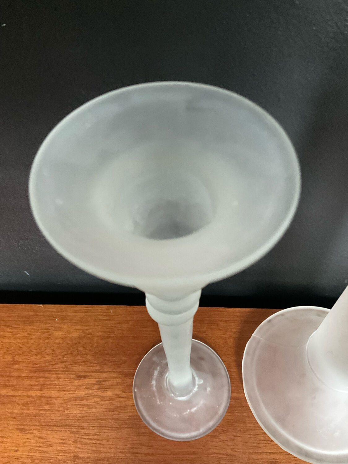 Vintage trio of frosted glass candle holders