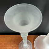 Vintage trio of frosted glass candle holders