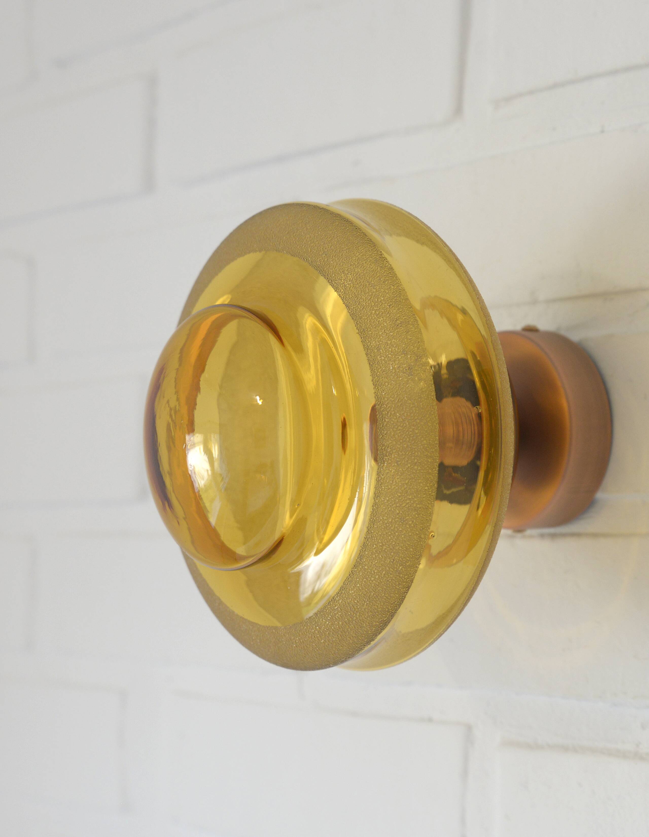 1 of 2 hand blown amber glass ceiling lights / redesign vintage wall lamps