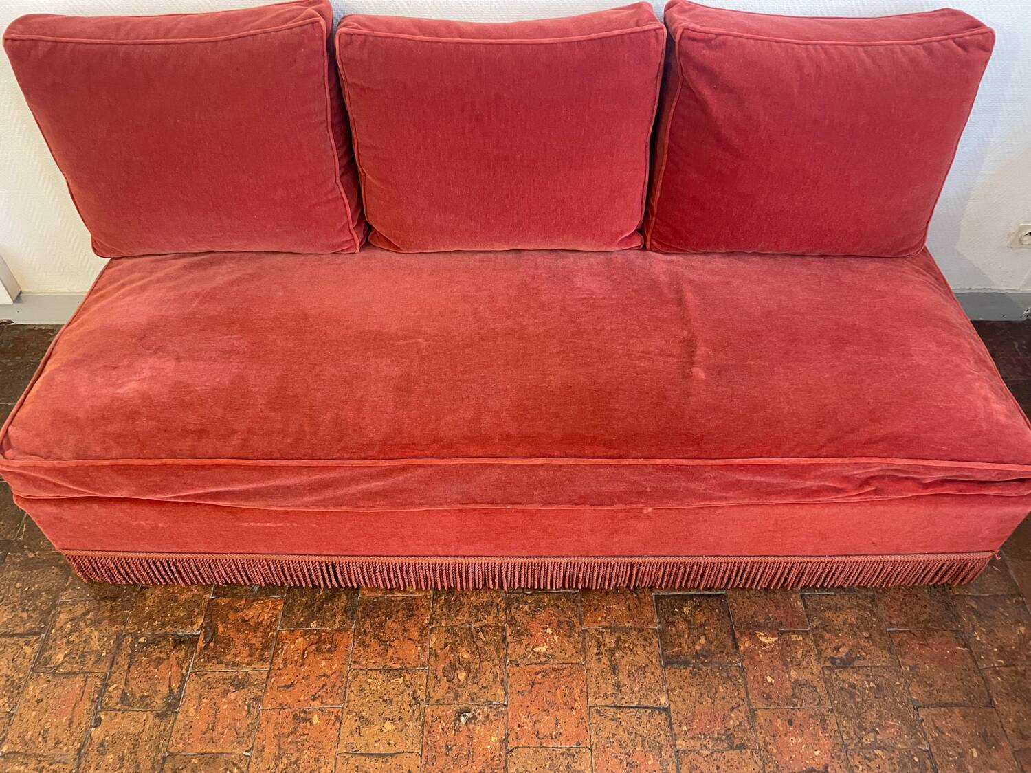 Vintage velvet daybed bench