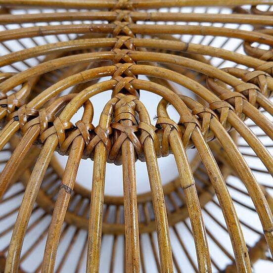 Mid-Century Modern Vintage Rattan Pouf in the Style of Albini 1960s