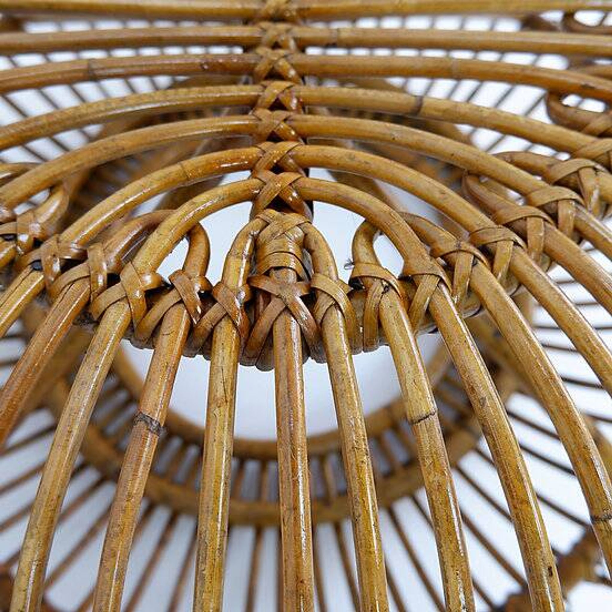 Mid-Century Modern Vintage Rattan Pouf in the Style of Albini 1960s