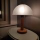 Vintage wooden table lamp with glass lampshade, 80s