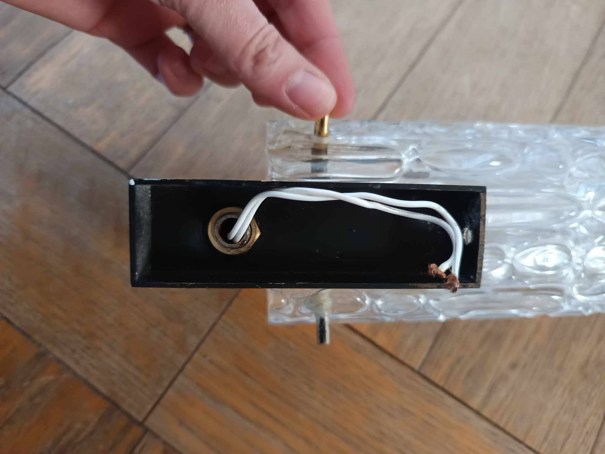 Pair of 1950s brass and glass wall lights