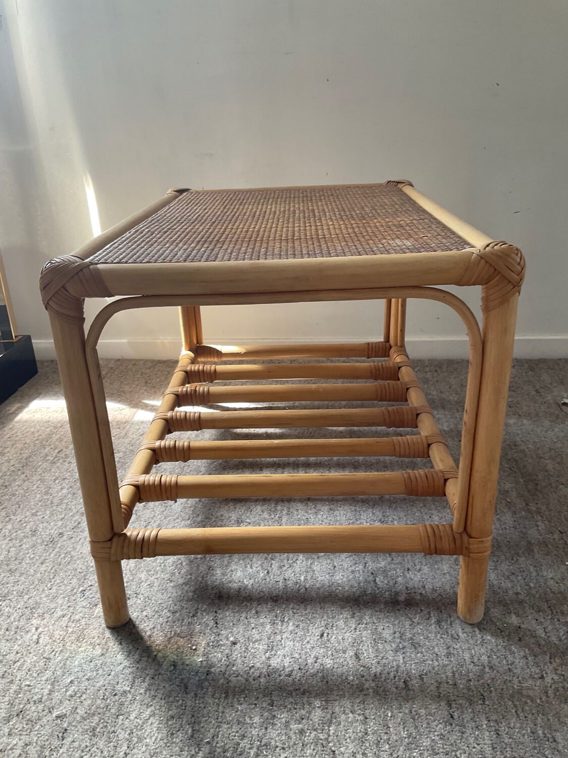 Rattan coffee table from the 70s