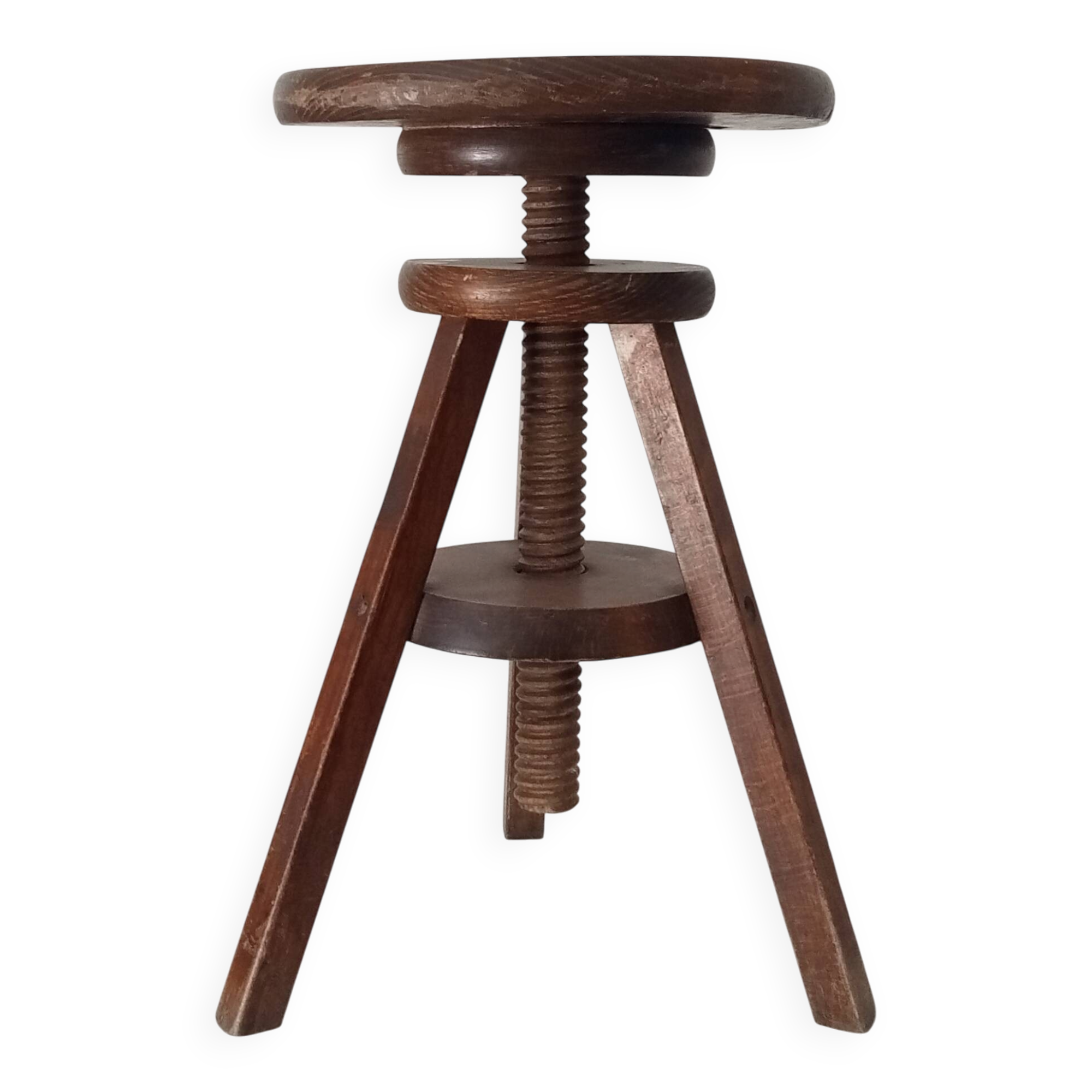 Tabouret de peintre vintage en bois massif