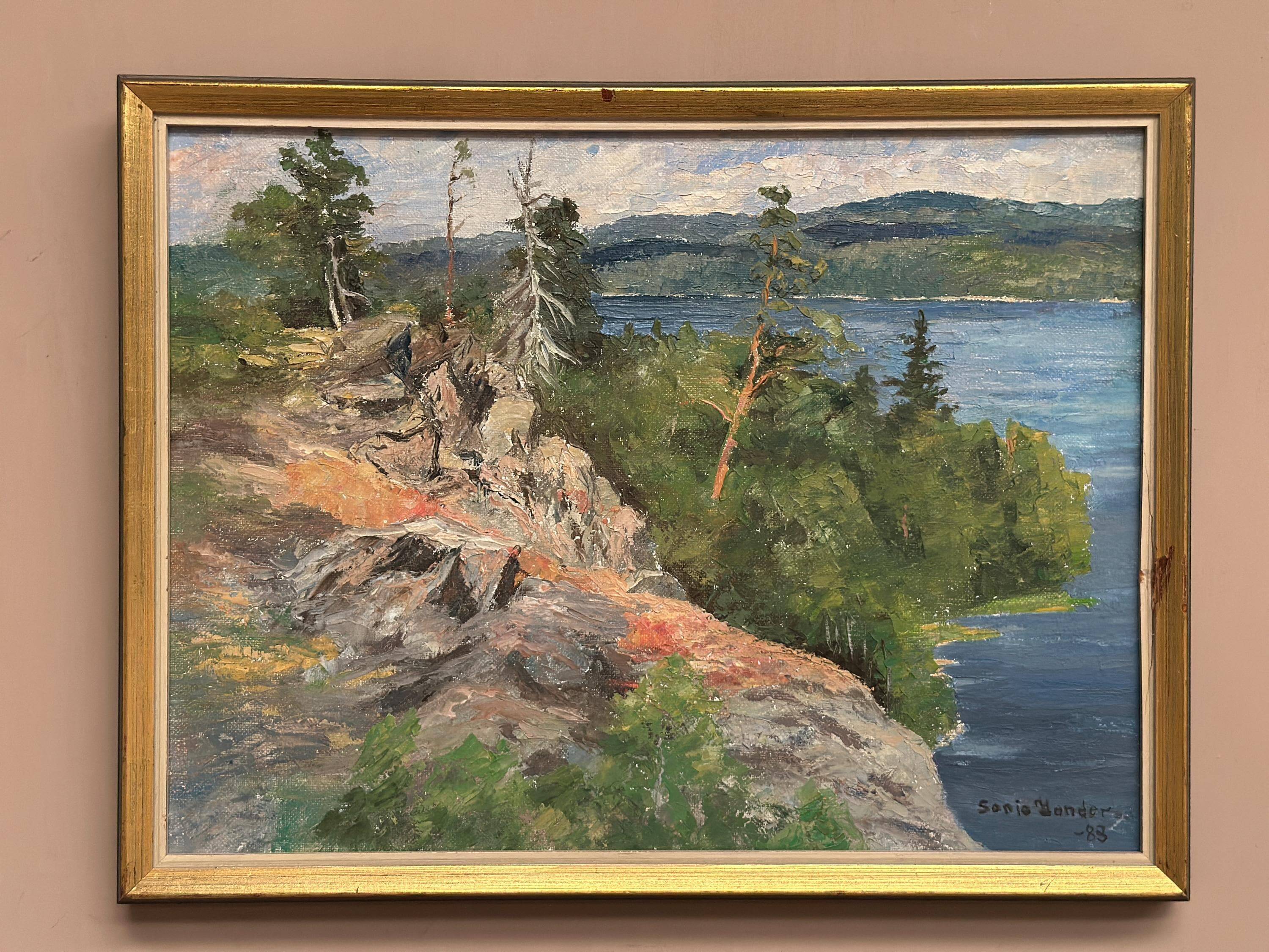 Original Swedish Oil on Canvas – “Landscape” by Sonia Yander –  Dated 1983