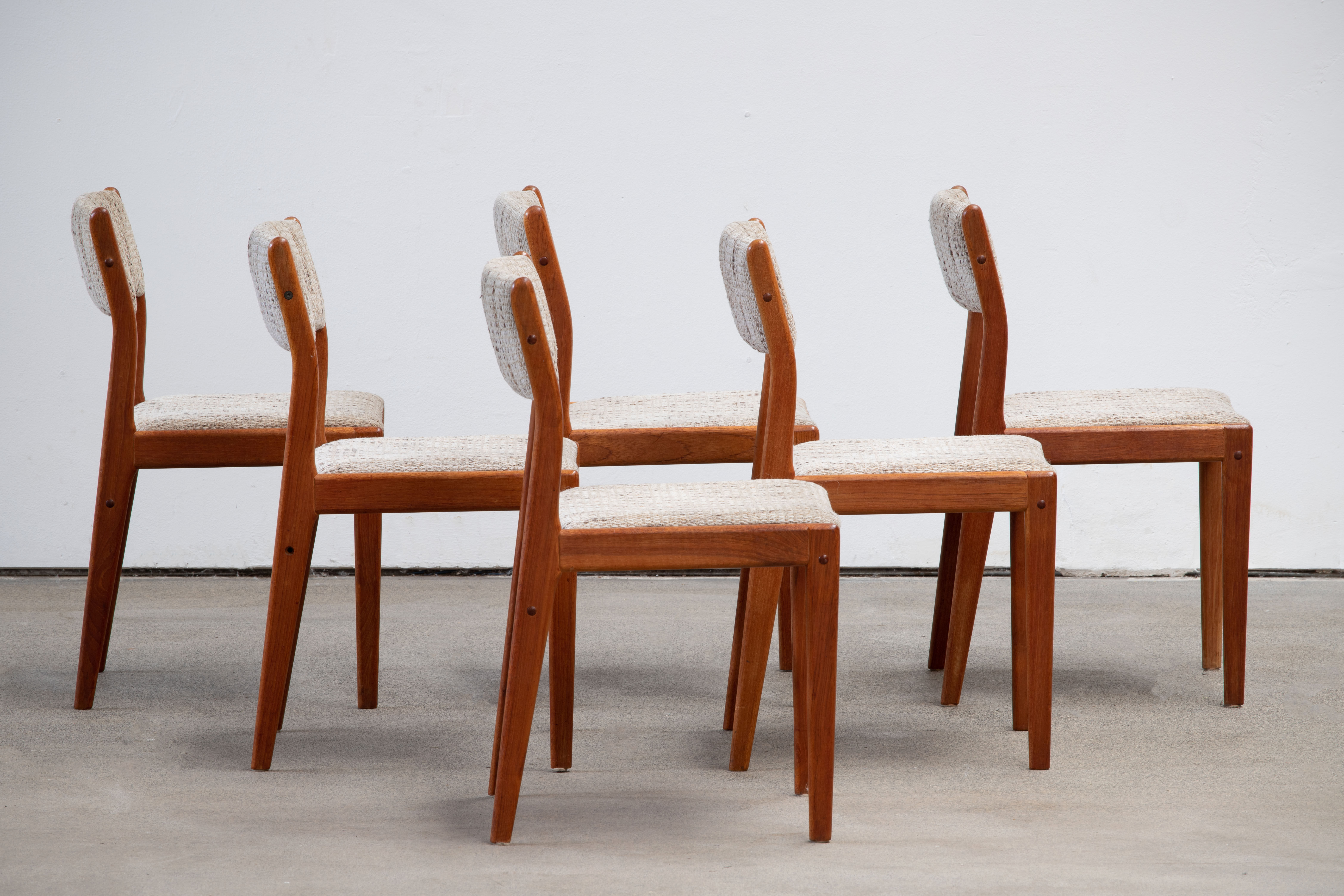 6 danish scandinavian chairs - teak & wool 1960