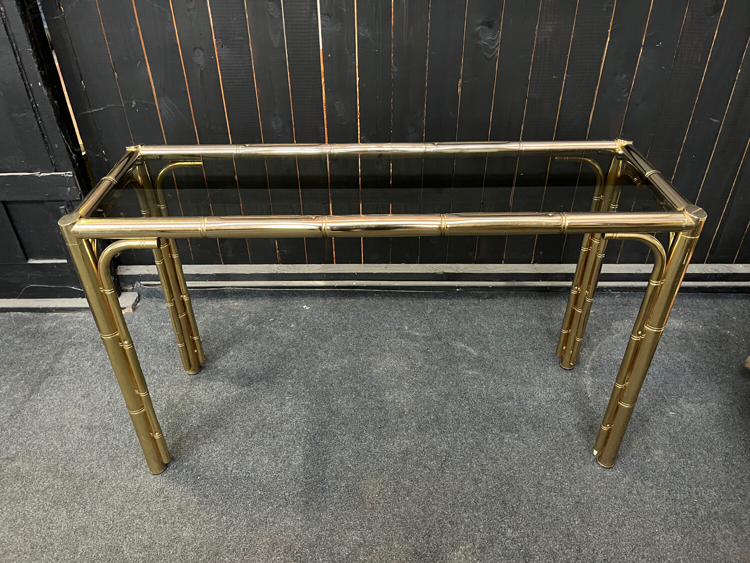 Bamboo-style Console Table Brass 1970