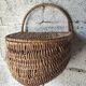 Antique hanging basket in wicker – French artisanal weaving