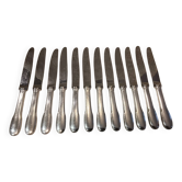 12 silver-plated dessert knives by Christofle Cluny with stripes