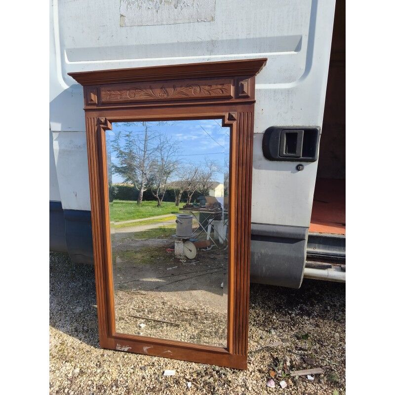 Wooden fireplace mirror