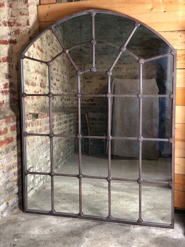 Miroir Atelier Cintré En Fer Forgé Haut 180 Cm