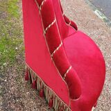 Fauteuil crapaud d'angle en velour époque Napoléon iii