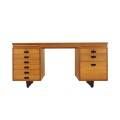 Executive desk with nine drawers and pull-out surface, teak veneer, Nipu, Denmark, 1970s