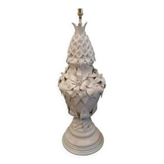 Large ceramic lamp from Manises with floral decoration  
-Circa 1960/1970