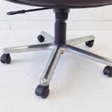 German office armchair black leather 70s