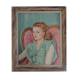 Portrait of woman, oil on canvas, signed and dated "Stamos" 1946