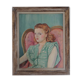Portrait of woman, oil on canvas, signed and dated "Stamos" 1946