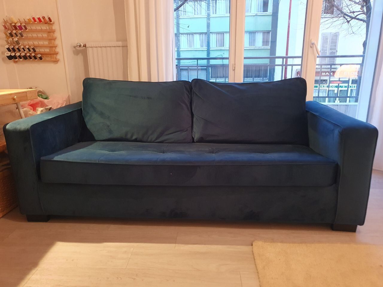 Canapé convertible velours bleu octave camif