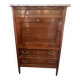 Louis XVI period mahogany secretary, white marble top, clover lock