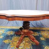 Violin table in mahogany and marble, 19th century