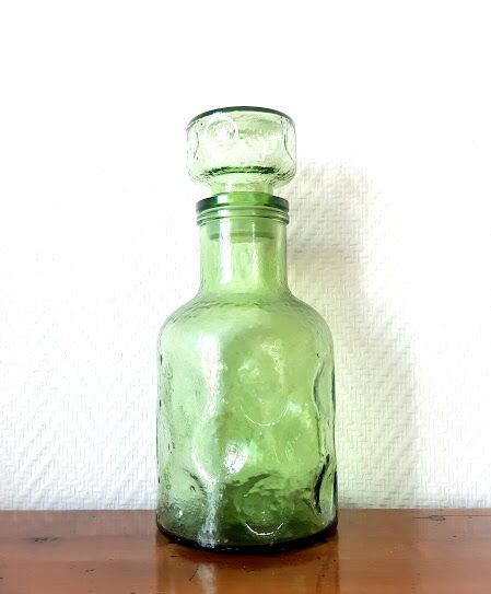 Green decanter from Italy 1970