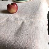 Nappe de vendange ancienne en chanvre teintée en rose thé