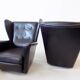 Howard Keith pair of black leather armchairs for HK Furniture
