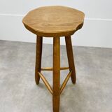 Brutalist bar stool in tripod elm
