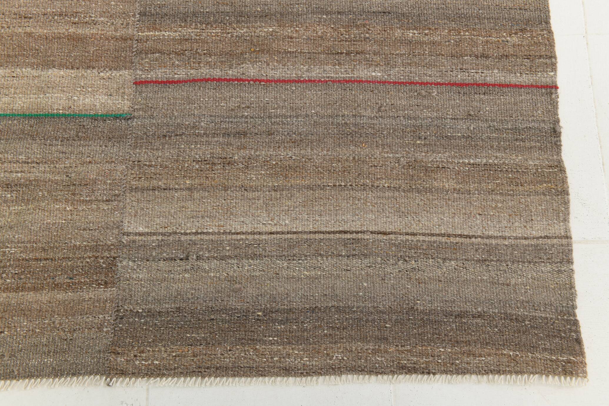 Brown & beige turkish vintage rug