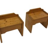 Vintage set of 2 pinewood bedside tables 70's minimalist design