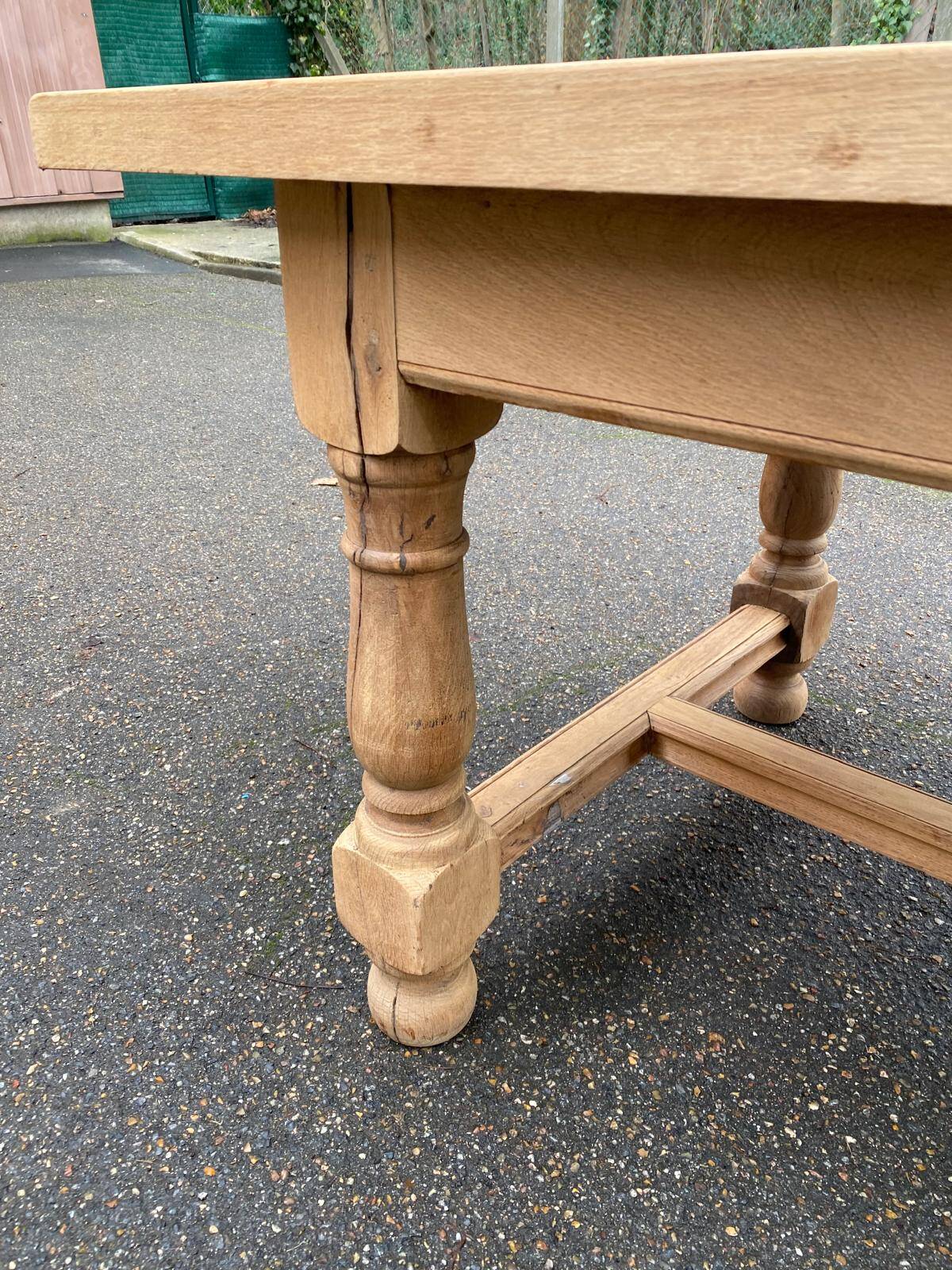 Renovated farmhouse dining table in solid oak 210cm 19th century