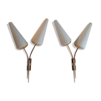 Pair of double organic design wall lights 1950s