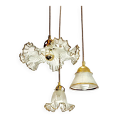 Triple suspension cascade with gilded and sandblasted glasses