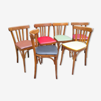6 chaises bistrot vintage coloré brasserie parisienne