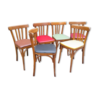 6 chairs vintage bistro colorful, Parisian bistro