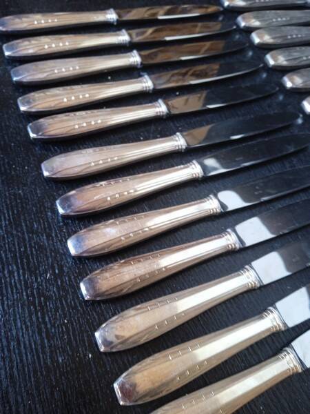 12 + 12 silver metal knives art deco period